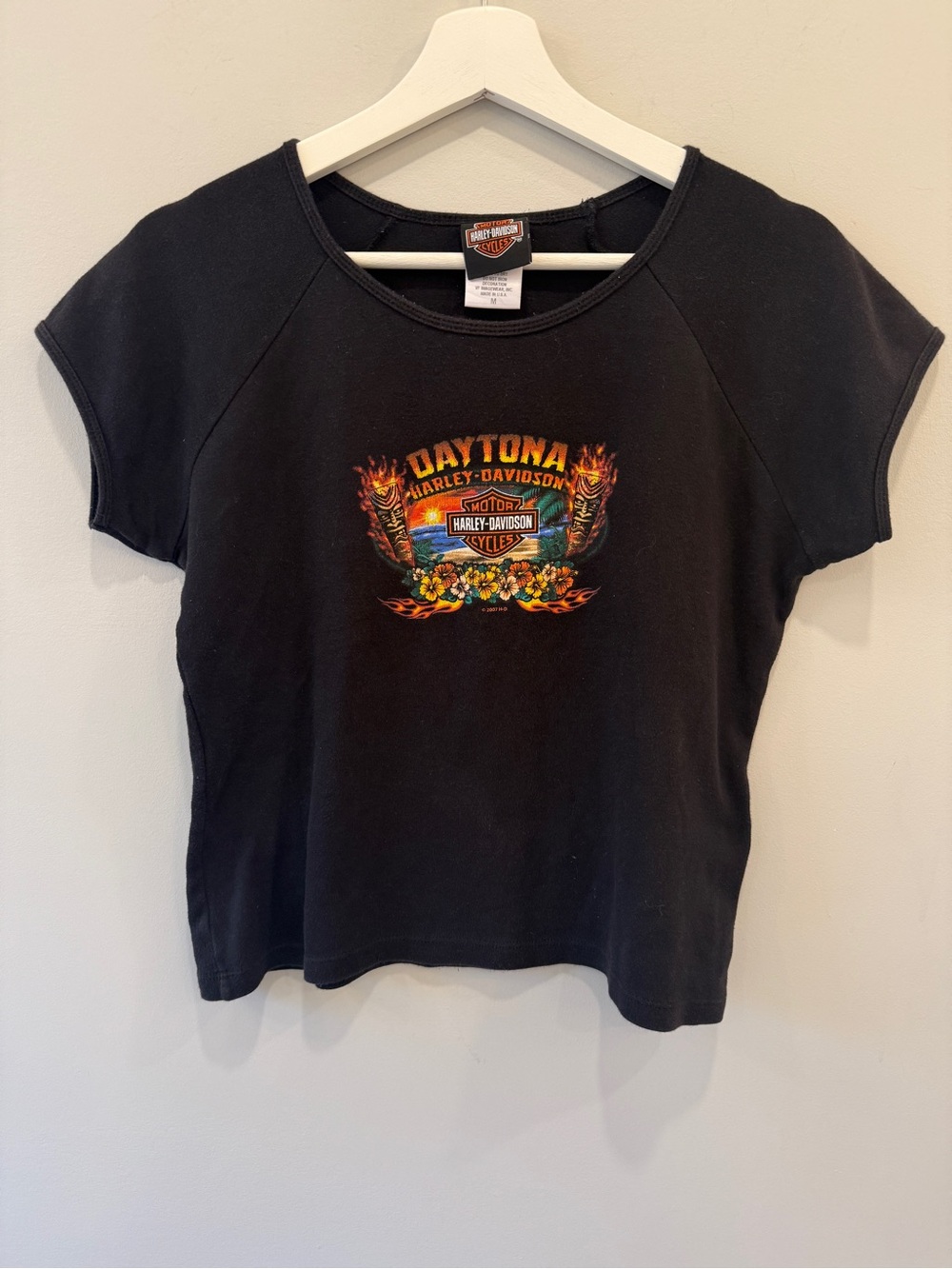 Harley-Davidson Women's Black Daytona Graphic Baby Tee Y2K
